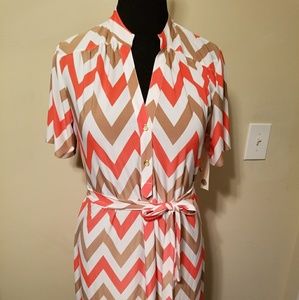 Bold Chevron Printed Dress Sz LG